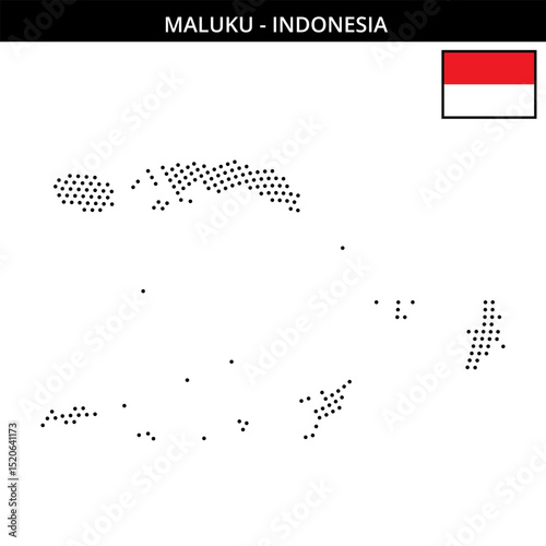 Medium circular dotted map of maluku in Indonesia