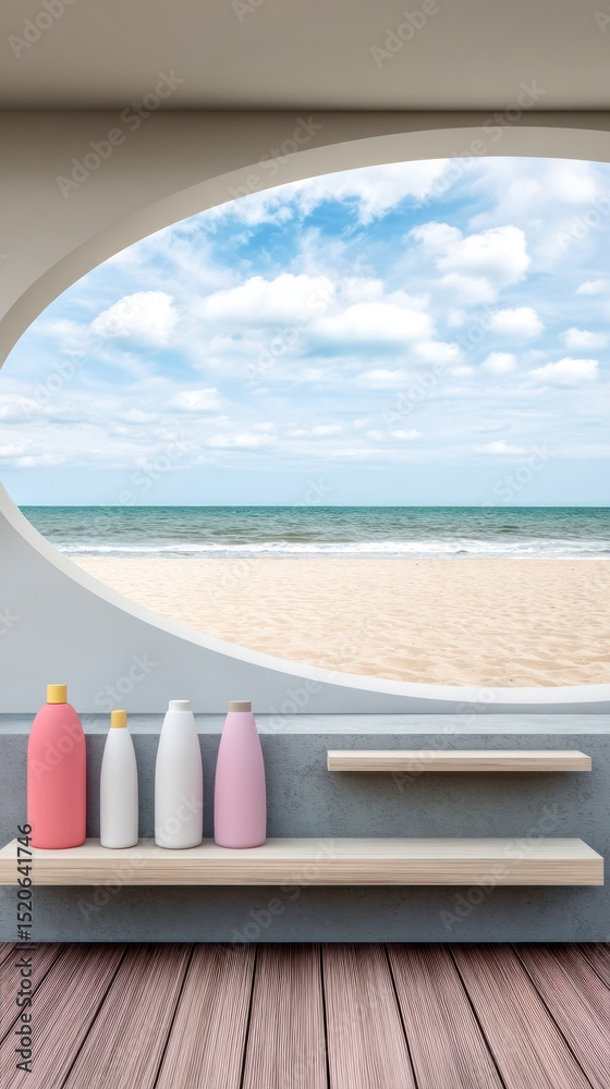 Obraz premium Coastal interior view with beach