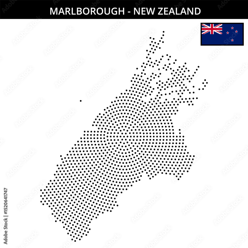 Obraz premium Medium circular dotted map of marlborough in New Zealand