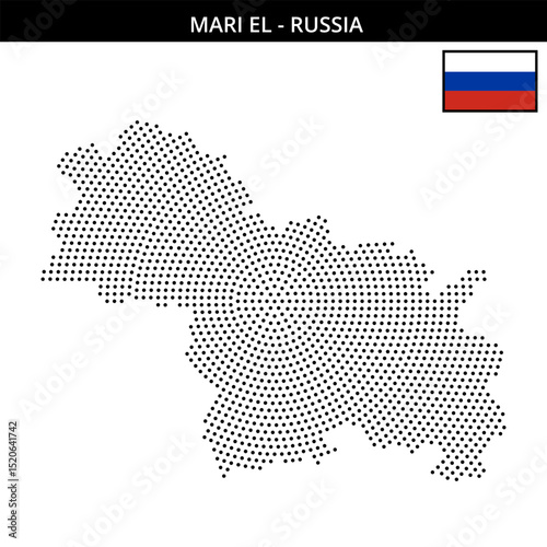 Medium circular dotted map of Mari-El in Russia