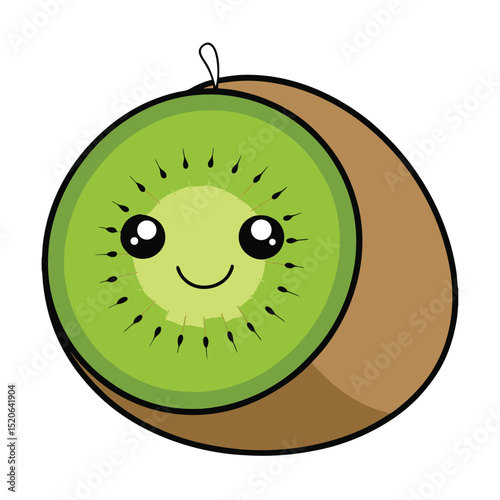 Hand drawn cartoon kiwi fruit illustration 
