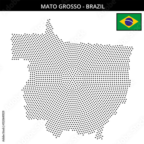 Medium circular dotted map of mato-grosso in Brazil