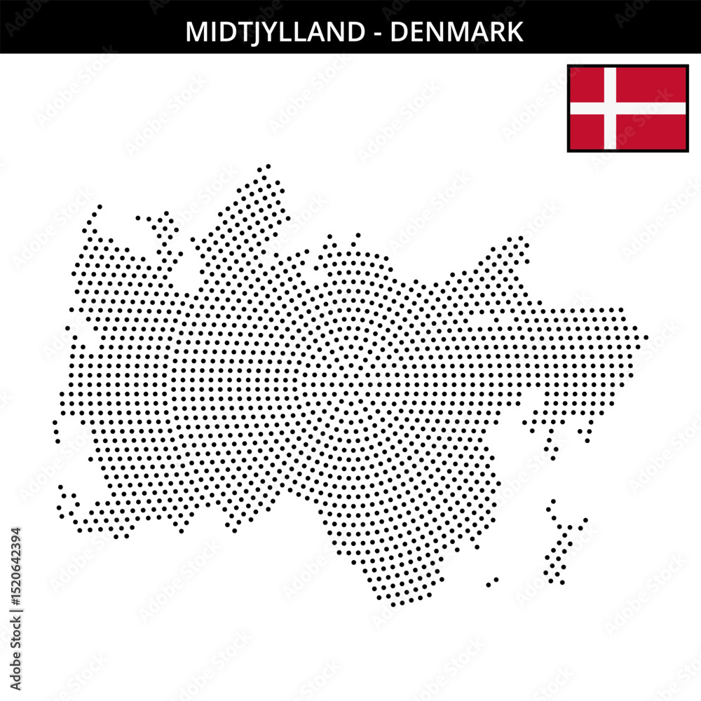 Fototapeta premium Medium circular dotted map of Midtjylland in Denmark