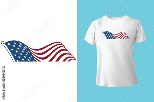 USA Cops Blue Line Grunge Police Flag T-shirt Design. American Cops T Shirt.