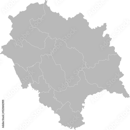 Himachal Pradesh, India – administrative vector map with district boundaries (Web Mercator projection, PPT-compatible & fully editable)
