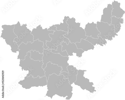 Jharkhand, India – administrative vector map with district boundaries (Web Mercator projection, PPT-compatible & fully editable)