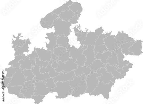 Madhya Pradesh, India – administrative vector map with district boundaries (Web Mercator projection, PPT-compatible & fully editable)