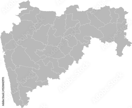 Maharashtra, India – administrative vector map with district boundaries (Web Mercator projection, PPT-compatible & fully editable)