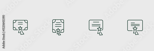 Certificate icons line, set collections,4 type. Simple design.Vector illustration.