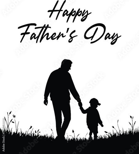 Father and son silhouette vector happy father's day