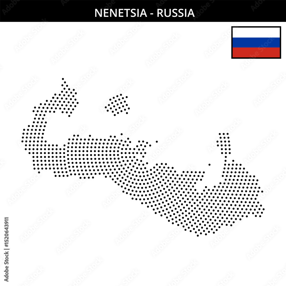 Fototapeta premium Medium circular dotted map of Nenetsia in Russia