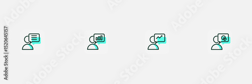 Customer service icons line. 4 type. Set collections. Simple design. Vector illustration