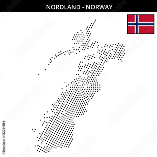 Medium circular dotted map of nordland in Norway