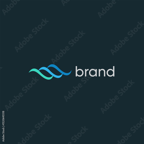minimalist Abstract linear logotype. Wave flow logo symbol. Motion stream water aqua
