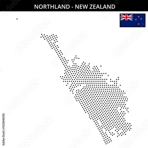 Medium circular dotted map of northland in New Zealand