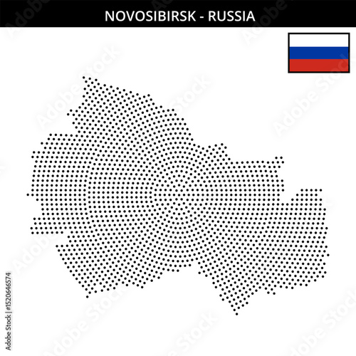 Medium circular dotted map of Novosibirsk in Russia