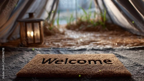 A door mat reading 