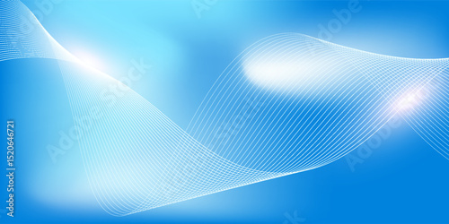 Abstract blue gradient background with shining lines waves. Minimalist background for banner, poster, cover, brochure, flyer, website