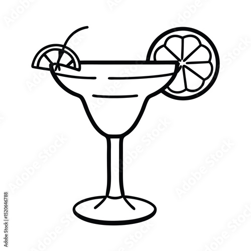 martini glass with ice vector