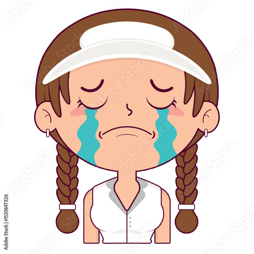 girl wear half cap crying face cartoon cute