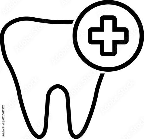Tooth icon in line style. isolated on transparent background