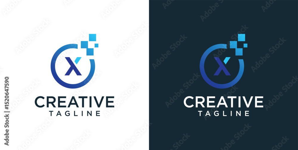 Fototapeta premium initial X logo icon digital technology