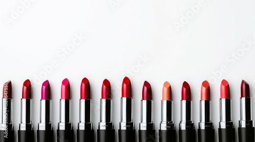 Colorful Collection of Lipsticks Arranged in a Rainbow Pattern