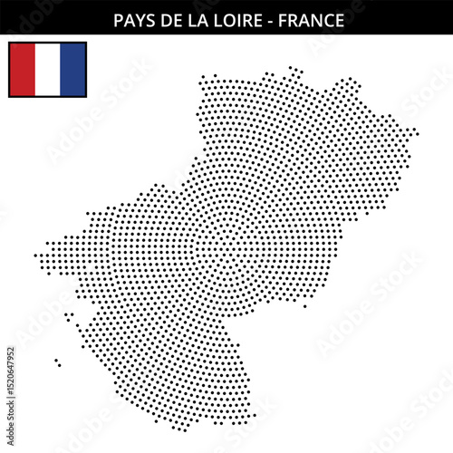 Medium circular dotted map of Pays-de-la-Loire in France