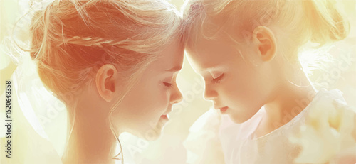 Two young girls share a tender moment, radiating innocence and joy.