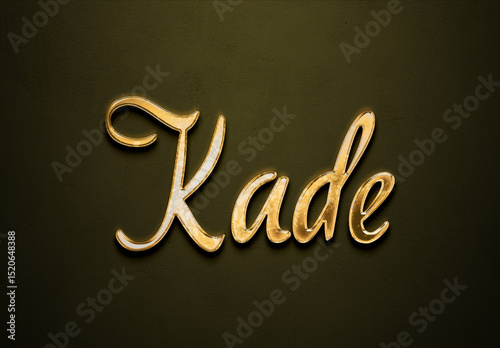 Old gold text effect of name Kade with 3D glossy style Mockup.