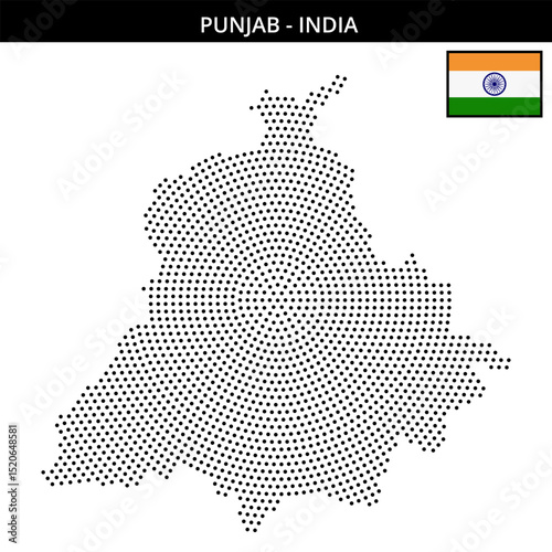 Medium circular dotted map of punjab in India