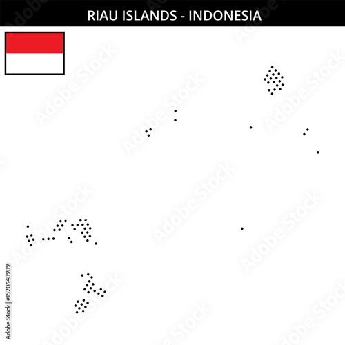Medium circular dotted map of riau-islands in Indonesia