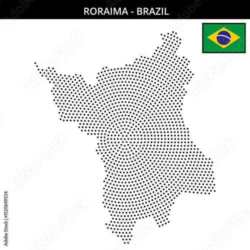 Medium circular dotted map of roraima in Brazil