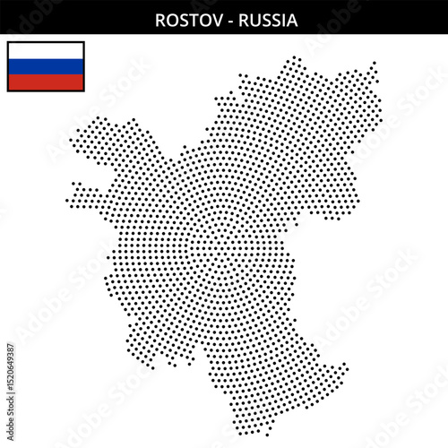 Medium circular dotted map of Rostov in Russia