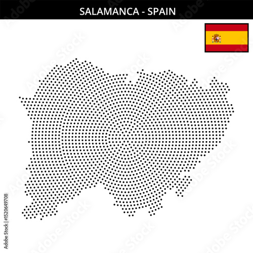 Medium circular dotted map of salamanca in Spain