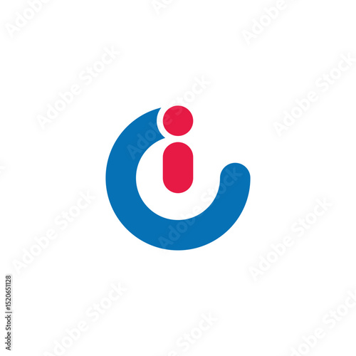 letter i simple time watch people logo vector