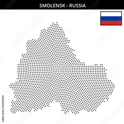 Medium circular dotted map of smolensk in Russia