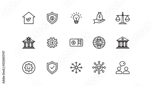 A vector icon set of black ecology and eco home symbols for web design