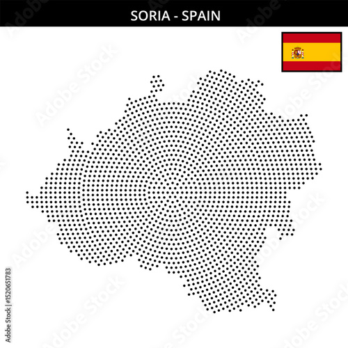 Medium circular dotted map of soria in Spain
