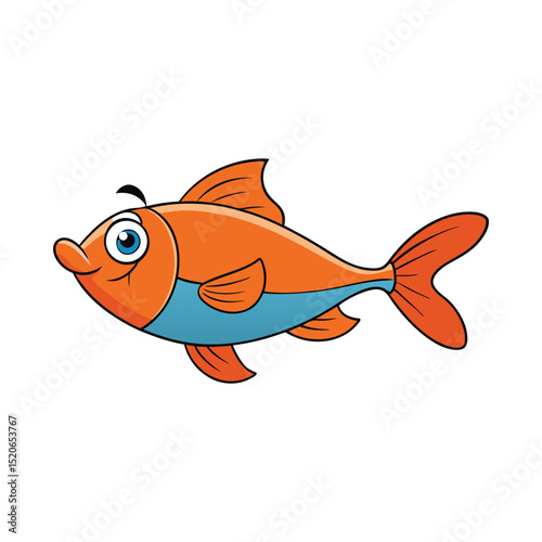 a fish swimming in the ocean cartoon vector with white background.
