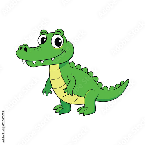 a crocodile cartoon vector with white background.