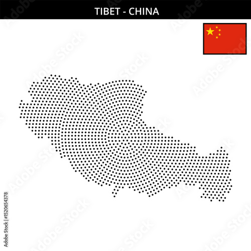 Medium circular dotted map of tibet in China