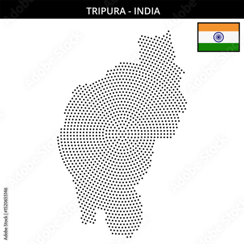 Medium circular dotted map of tripura in India