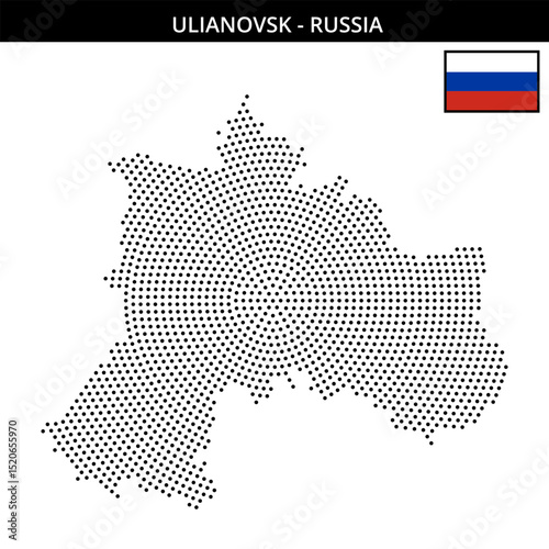 Medium circular dotted map of Ulianovsk in Russia