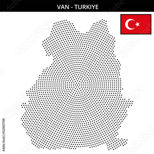 Medium circular dotted map of van in Turkiye