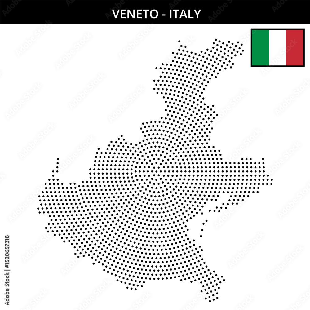 Obraz premium Medium circular dotted map of veneto in Italy