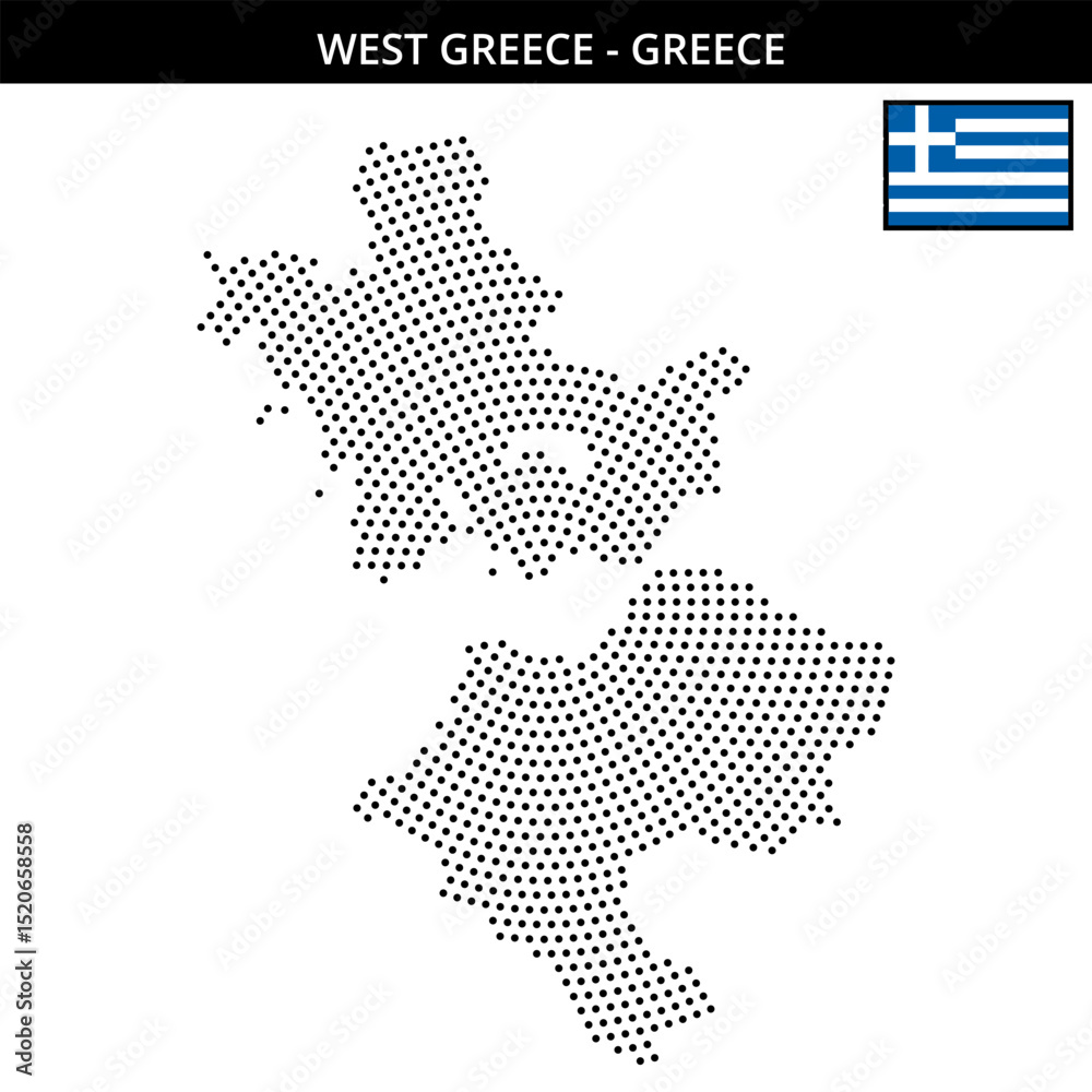 Fototapeta premium Medium circular dotted map of west-greece of greece