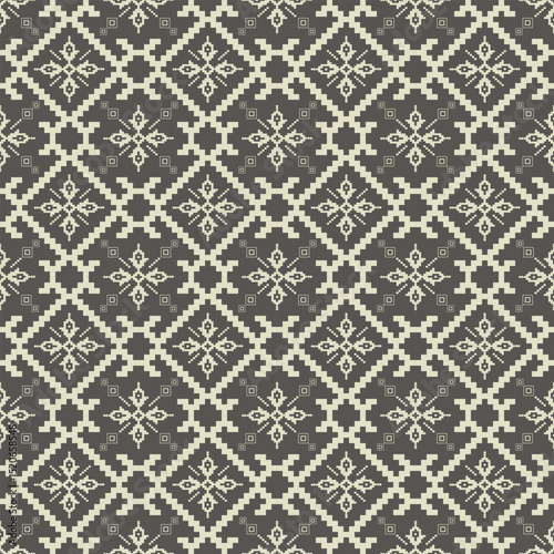seamless Elegant geometric textile pattern with ornate details