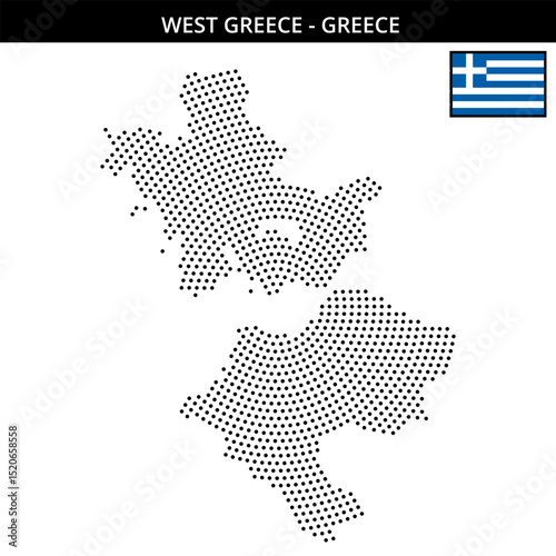 Medium circular dotted map of west-greece of greece