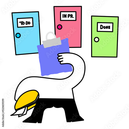 Character thinking where to put task on kanban board